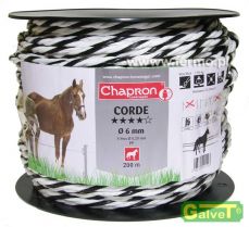CORDE 200m fi6mm white/black Elektrozaun - Seil für Pferde oder Rinder