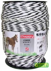 CORDE  500m fi6mm white/black Elektrozaun - Seil für Pferde und Rind